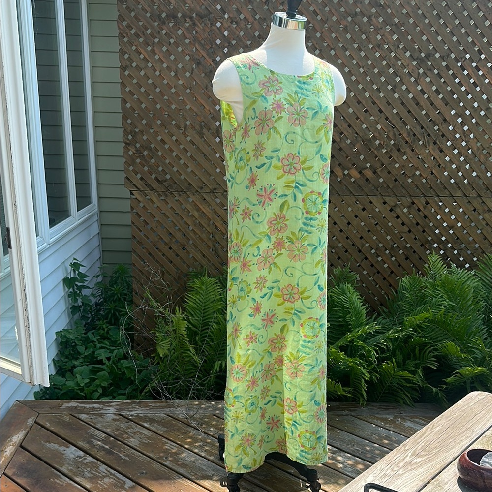 Habitat Linen Floral Print Maxi Summer Shift Dress SM Breezy and Bright